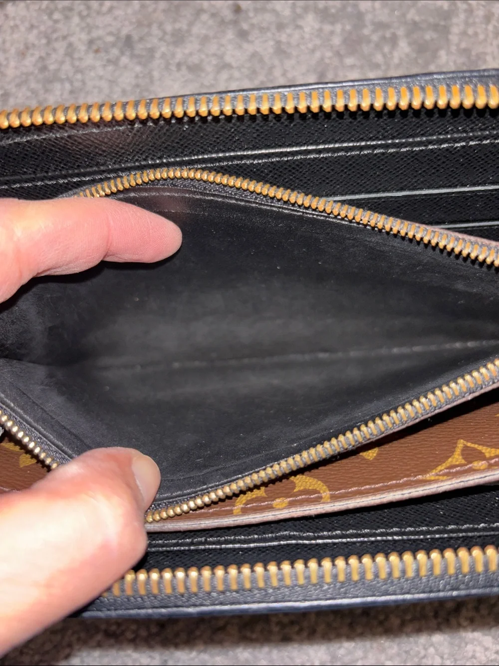 Louis Vuitton Monogram Zip-Around Wallet in Brown and Black